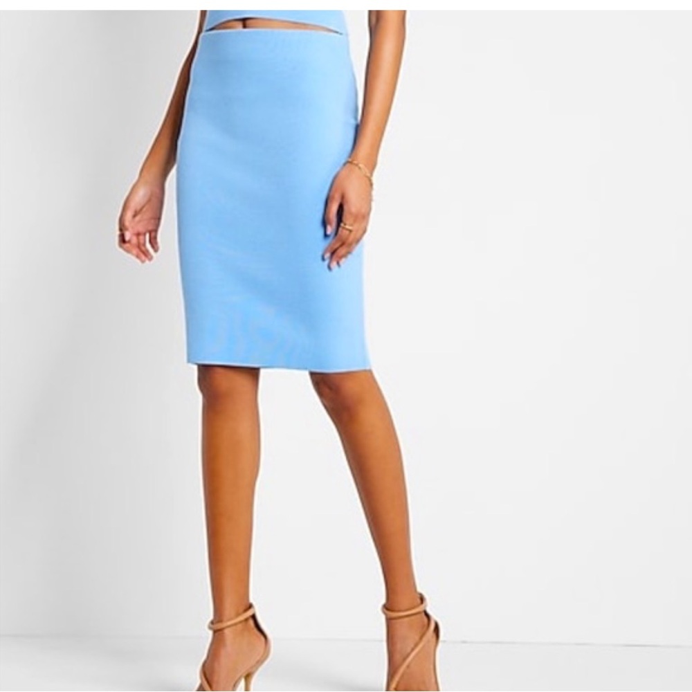 Express body counterCasual Light Blue Knee-Length Skirt size small
